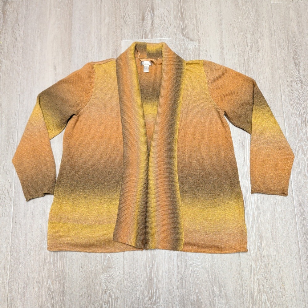 White Stag Women XL Ombre Open Front Cardigan Shawl Collar‎ Orange Yellow Brown